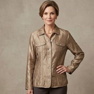 Chico's Metallic‎ Button Down Shirt